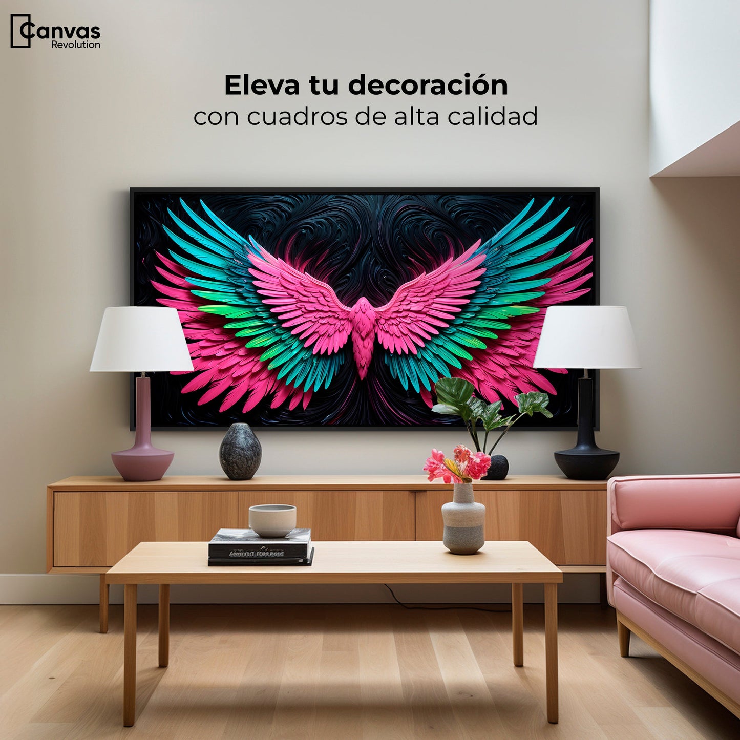 Cuadros Decorativos Canvas Revolution | Alas Luz Angeles | Montaje2