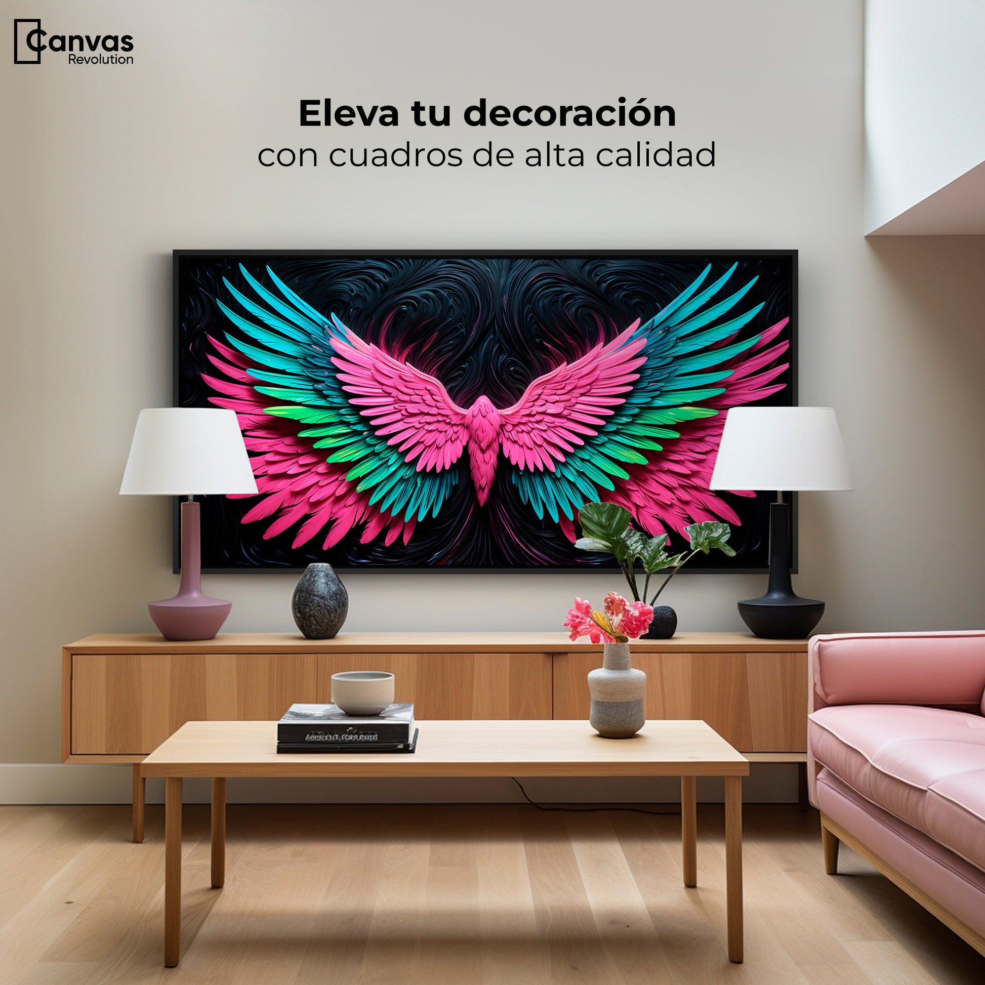 Cuadros Decorativos Canvas Revolution | Alas Luz Angeles | Montaje2