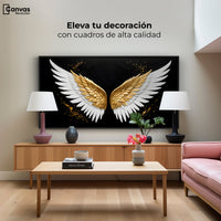 Cuadros Decorativos Canvas Revolution | Alas Oro Negro | Montaje2