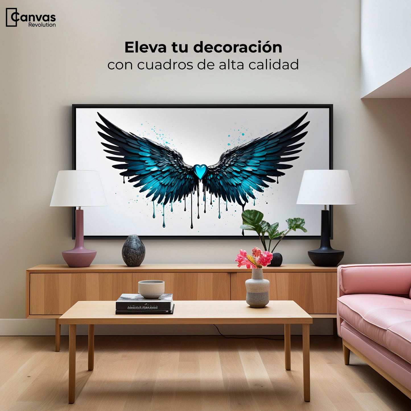 Cuadros Decorativos Canvas Revolution | Alas Piedra Angel | Montaje2