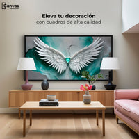 Cuadros Decorativos Canvas Revolution | Alas Vida Esmeralda | Montaje2