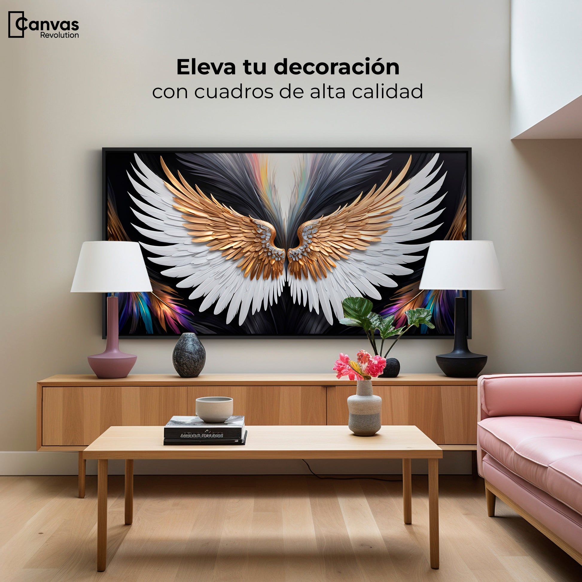 Cuadros Decorativos Canvas Revolution | Alas Vuelo Mistico | Montaje2