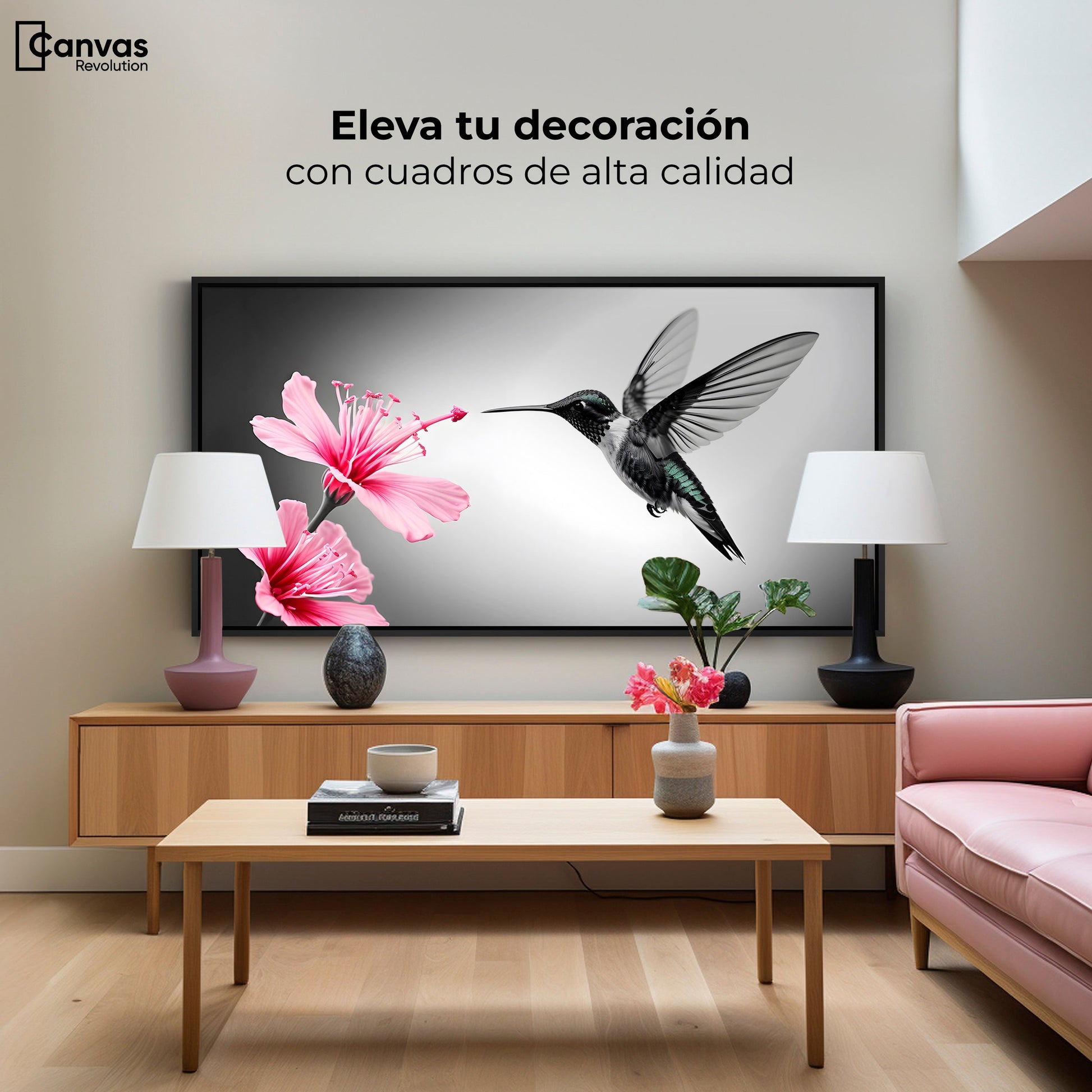 Cuadros Decorativos Canvas Revolution | Amanecer Rosado | Montaje2