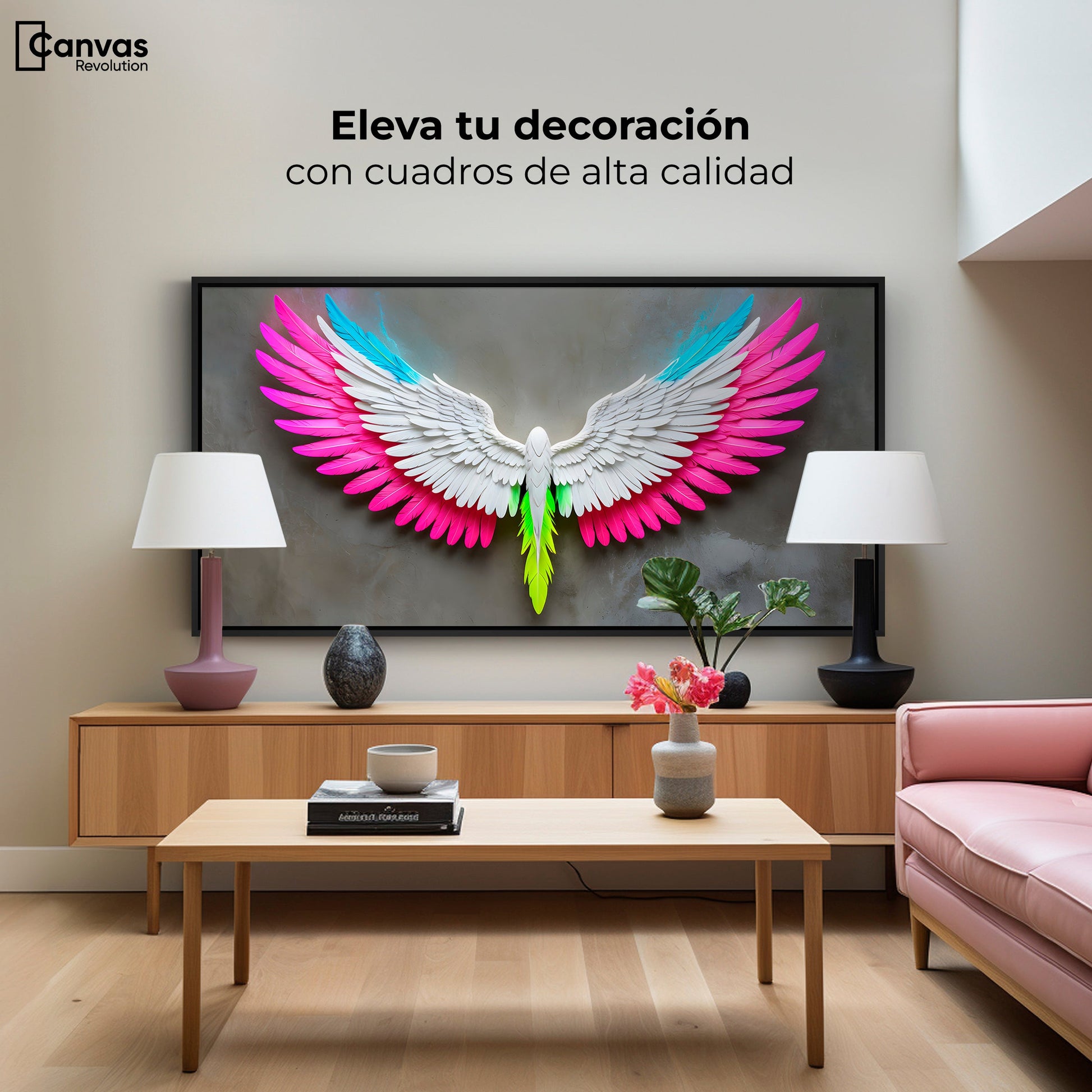 Cuadros Decorativos Canvas Revolution | Angel Alas De Luz | Montaje2