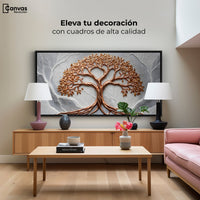Cuadros Decorativos Canvas Revolution | Arbol Piedra Oro | Montaje2