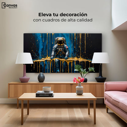 Cuadros Decorativos Canvas Revolution | Astronauta Dorado | Montaje2