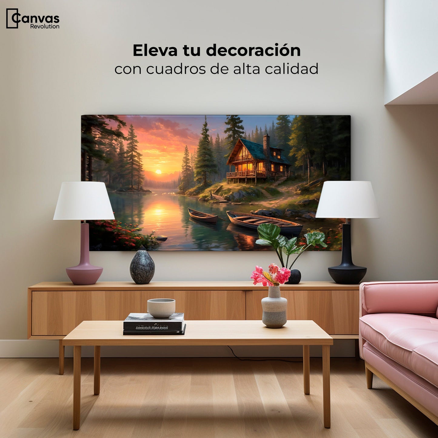 Cuadros Decorativos Canvas Revolution | Atardecer Tranquilo | Montaje2