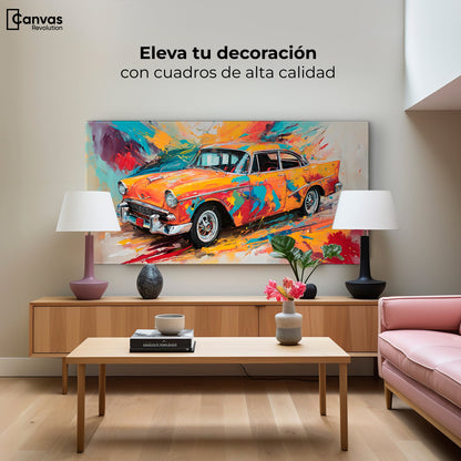 Cuadros Decorativos Canvas Revolution | Auto Retro Colorido | Montaje2