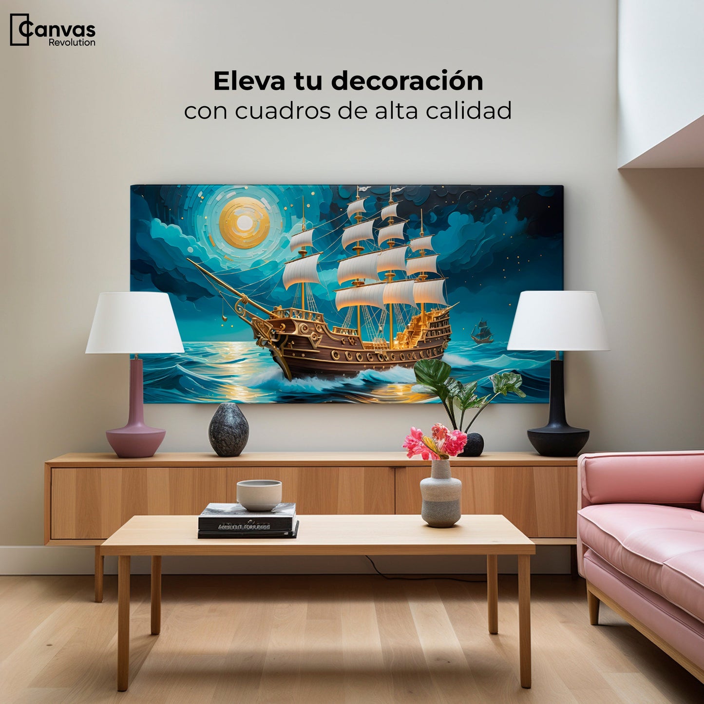 Cuadros Decorativos Canvas Revolution | Barco Del Horizonte | Montaje2