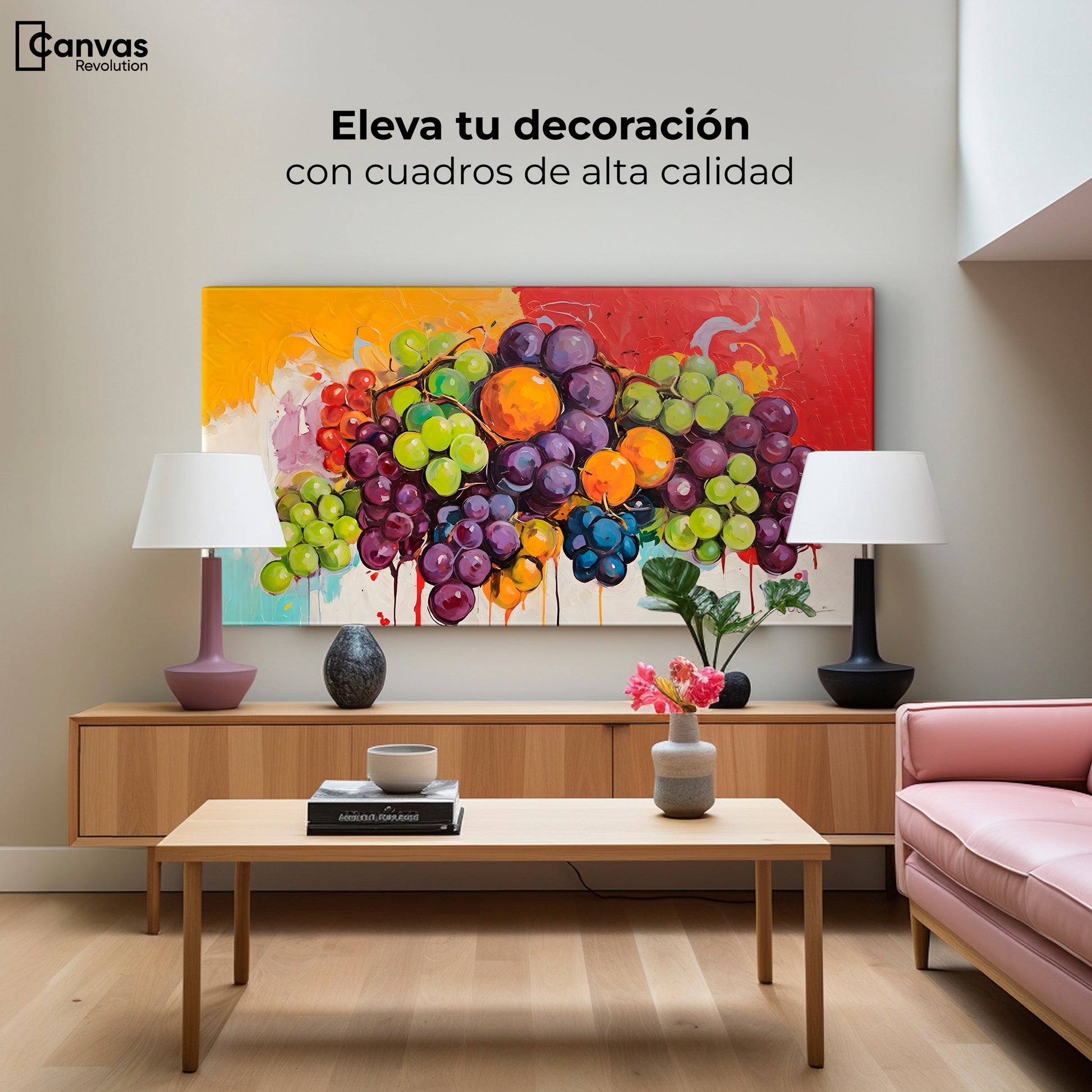 Cuadros Decorativos Canvas Revolution | Bodegon Con Uvas | Montaje2