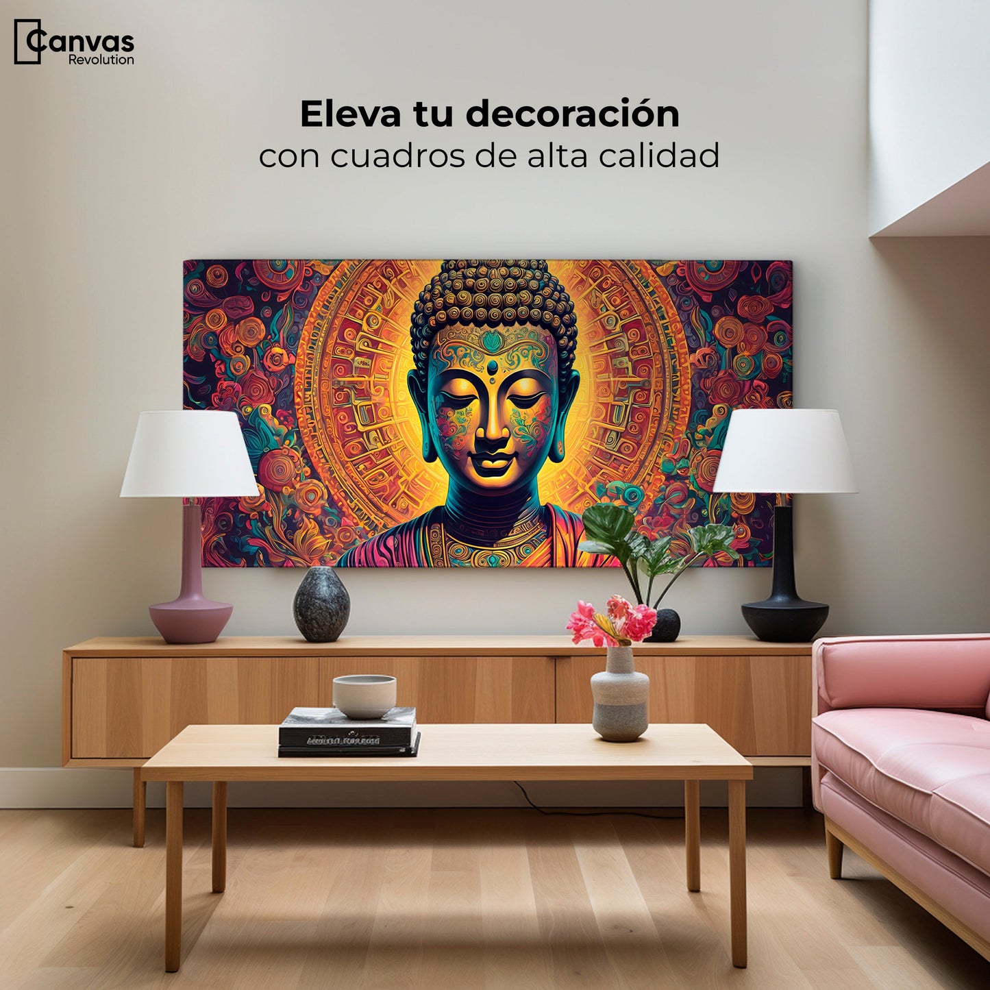 Cuadros Decorativos Canvas Revolution | Buda Jardin Suenos | Montaje2