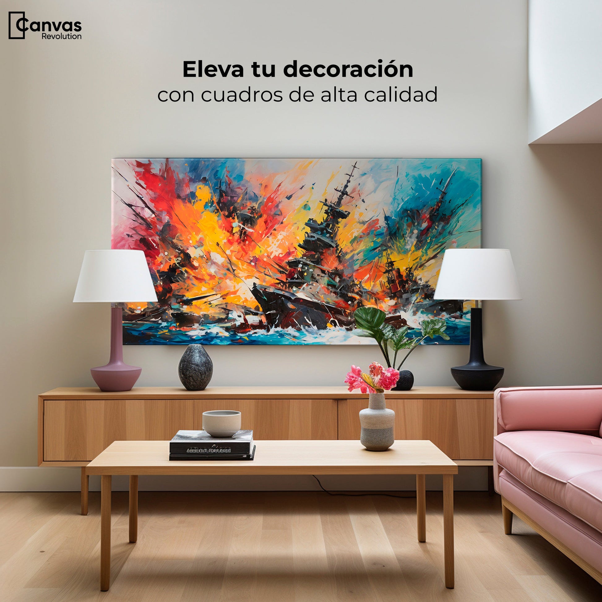 Cuadros Decorativos Canvas Revolution | Buque Explosivo | Montaje2