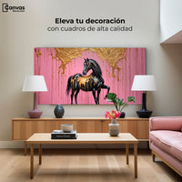 Cuadros Decorativos Canvas Revolution | Caballo Oro Rosa | Montaje2