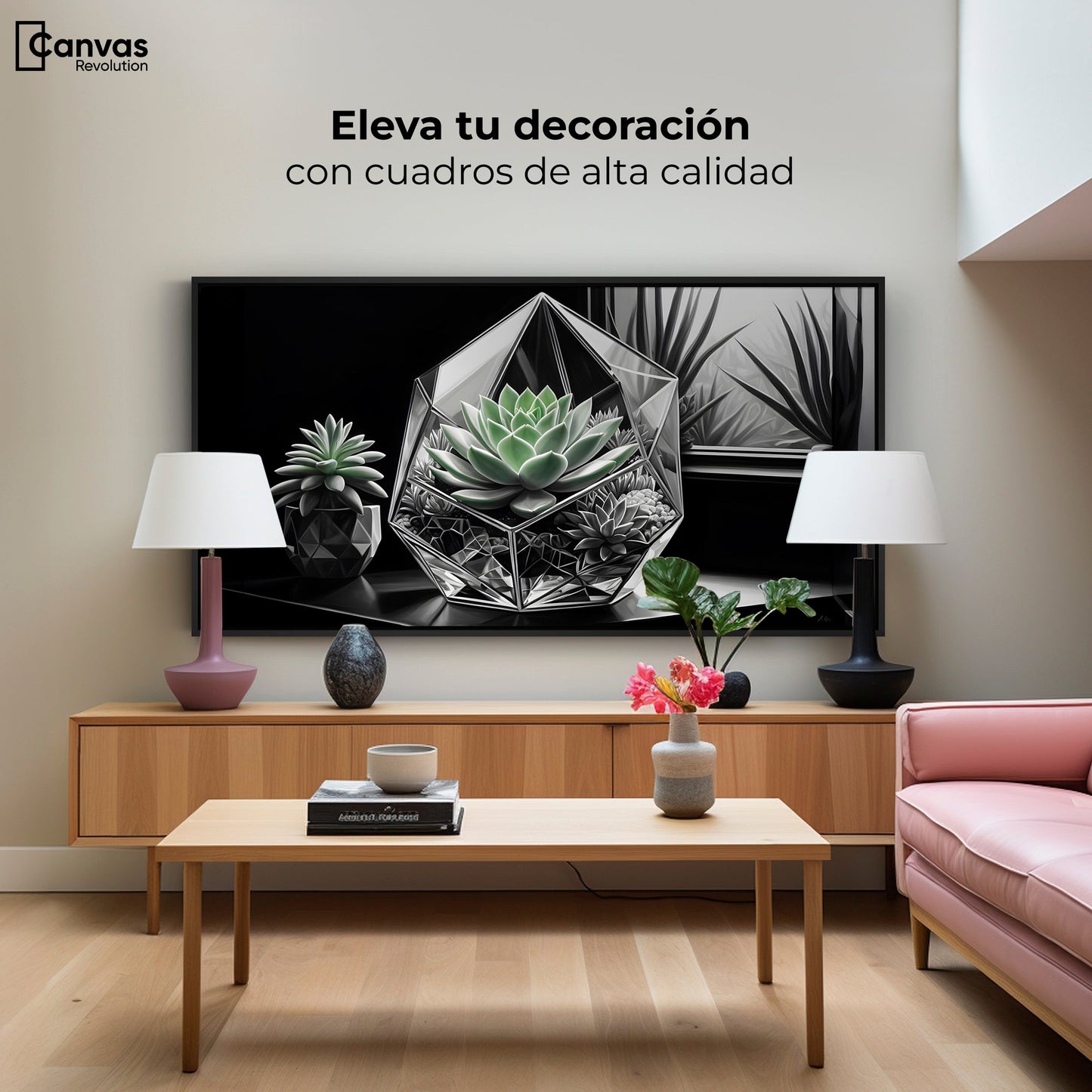 Cuadros Decorativos Canvas Revolution | Cactus Esmeralda | Montaje2