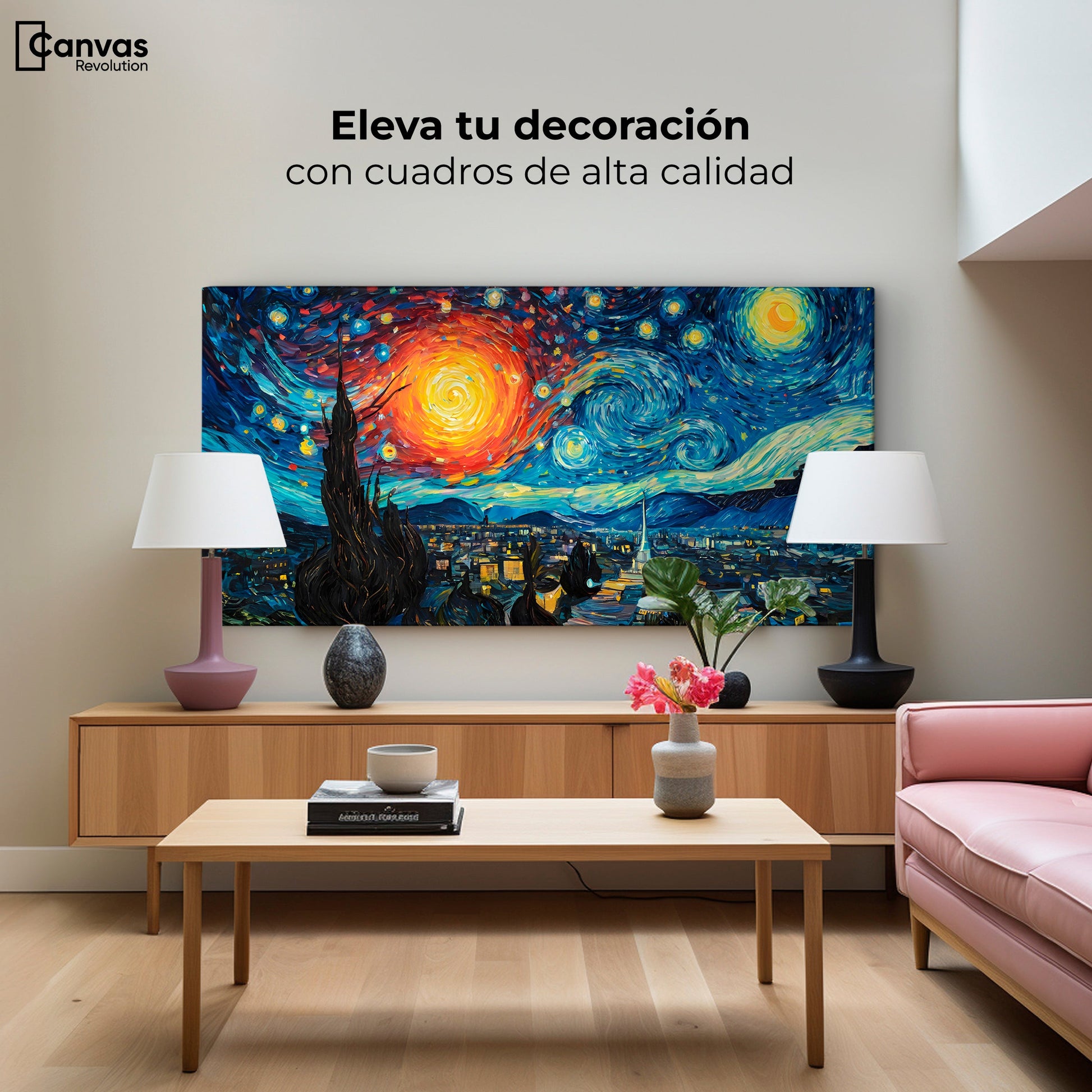 Cuadros Decorativos Canvas Revolution | Cielo De Van Gogh | Montaje2