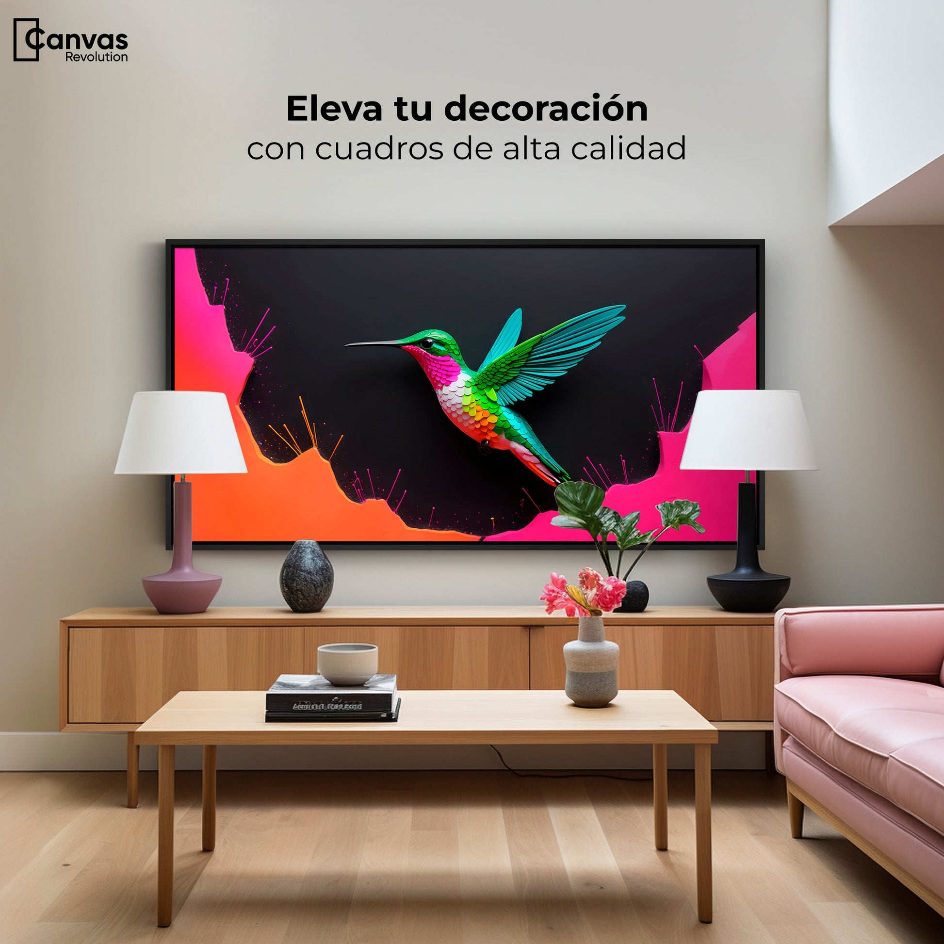Cuadros Decorativos Canvas Revolution | Colibri En Colores | Montaje2