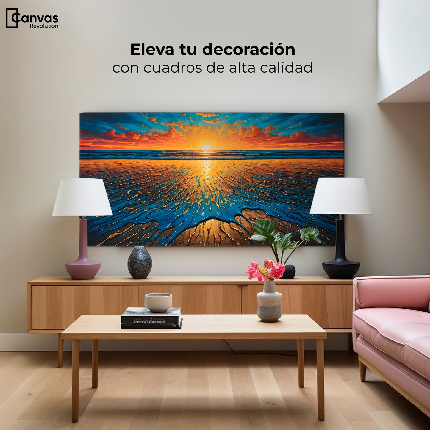 Cuadros Decorativos Canvas Revolution | Crepusculo Dorado | Montaje2