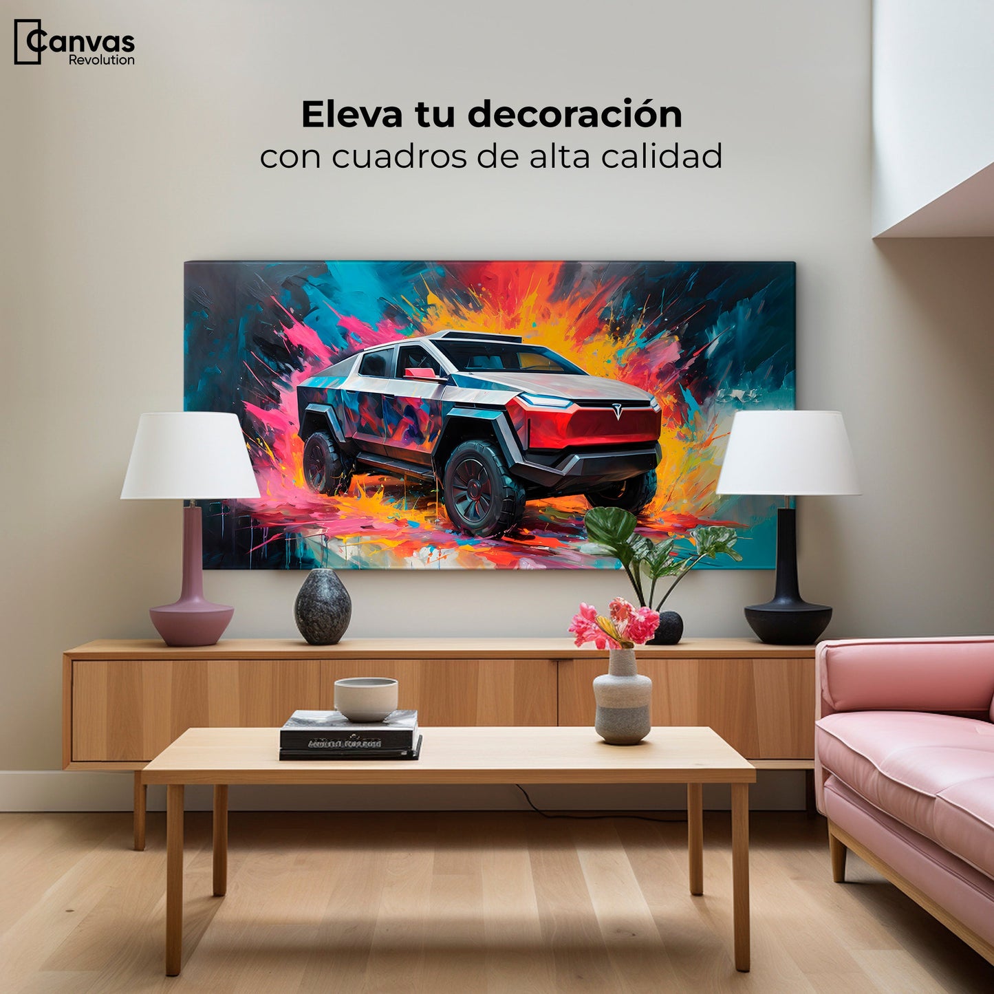 Cuadros Decorativos Canvas Revolution | Cyber Colors Truck | Montaje2