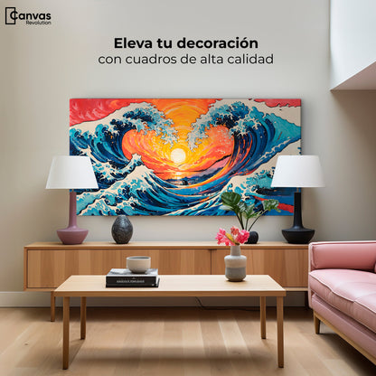 Cuadros Decorativos Canvas Revolution | Danza Olas Kanagawa | Montaje2