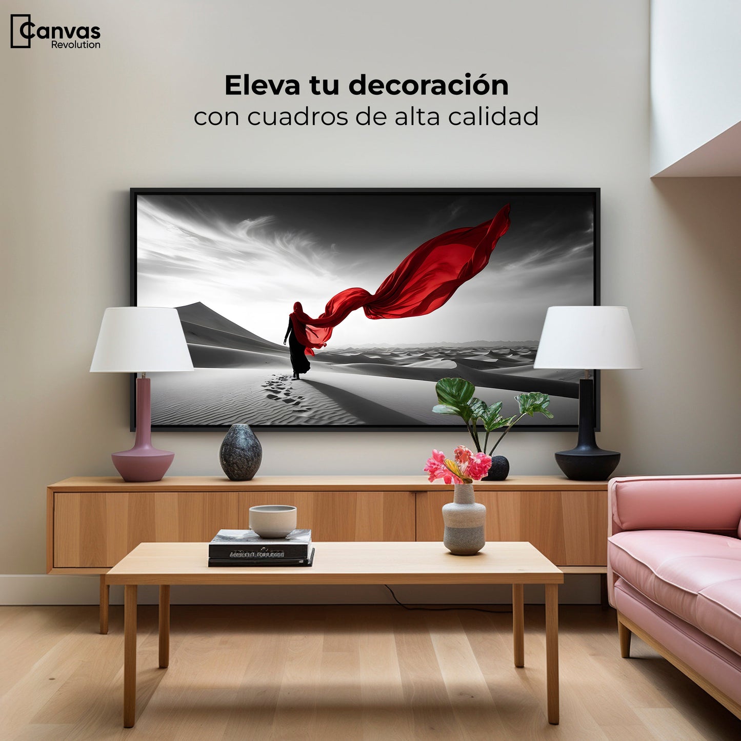 Cuadros Decorativos Canvas Revolution | Dunas Y Rojo | Montaje2