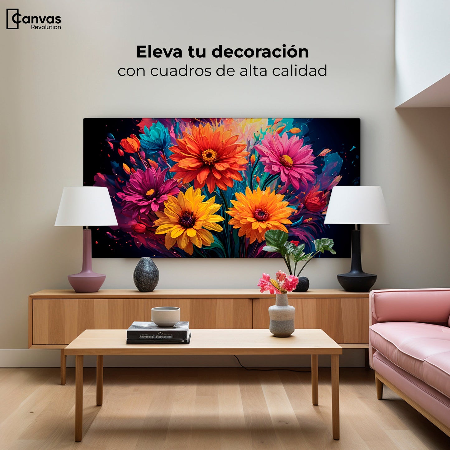 Cuadros Decorativos Canvas Revolution | Explosion Flores | Montaje2