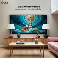 Cuadros Decorativos Canvas Revolution | Faro Del Mar Azul | Montaje2