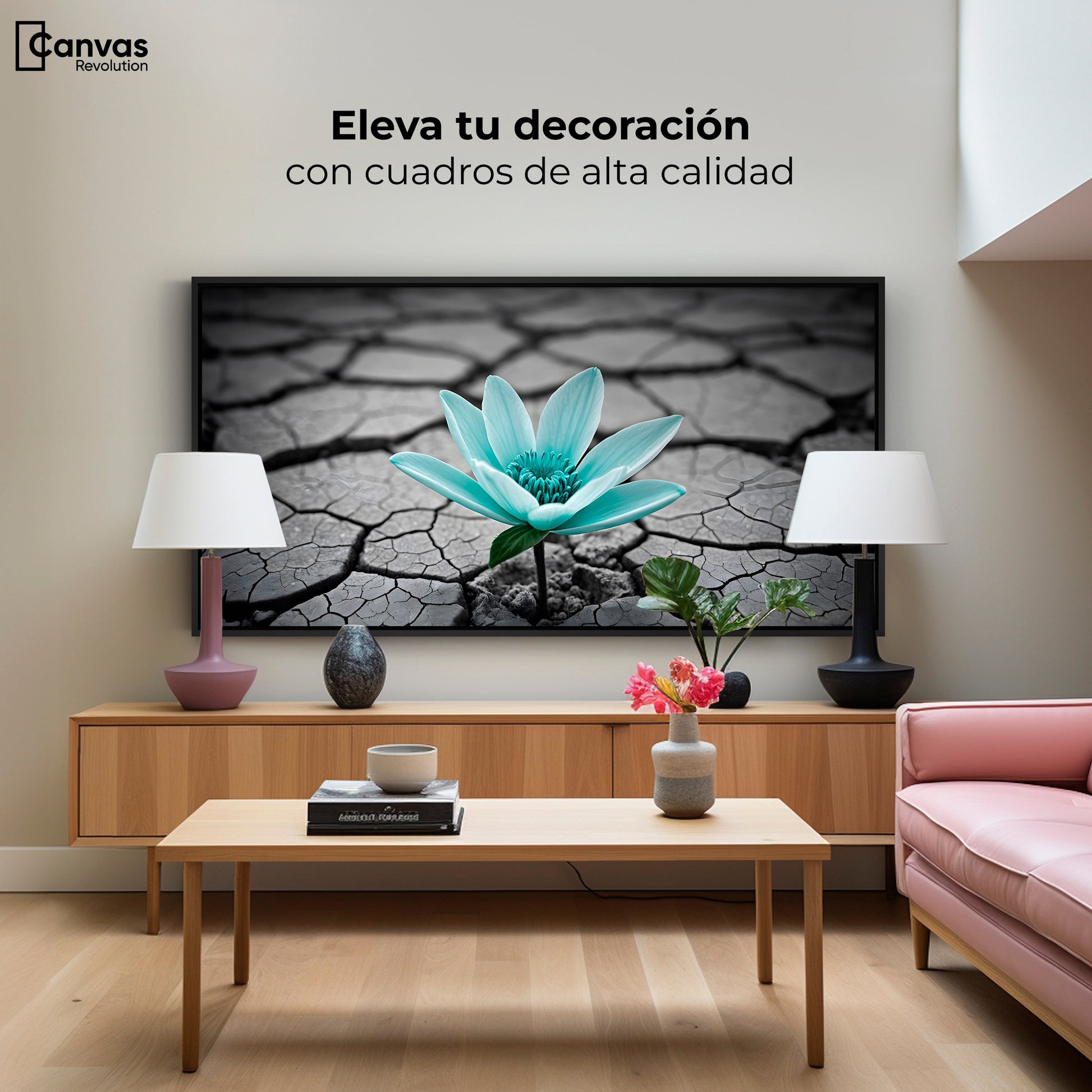 Cuadros Decorativos Canvas Revolution | Flor Sobre Piedra | Montaje2