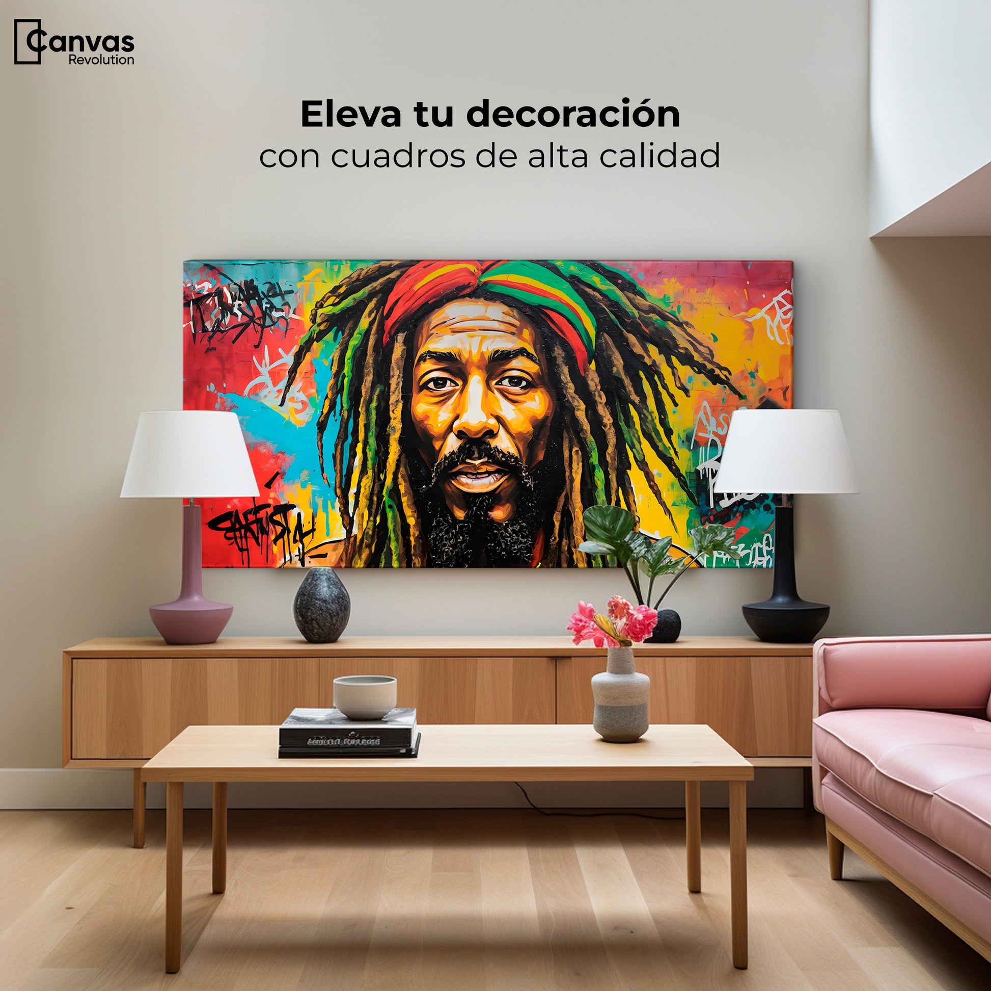 Cuadros Decorativos Canvas Revolution | Fusion Urbana Rasta | Montaje2