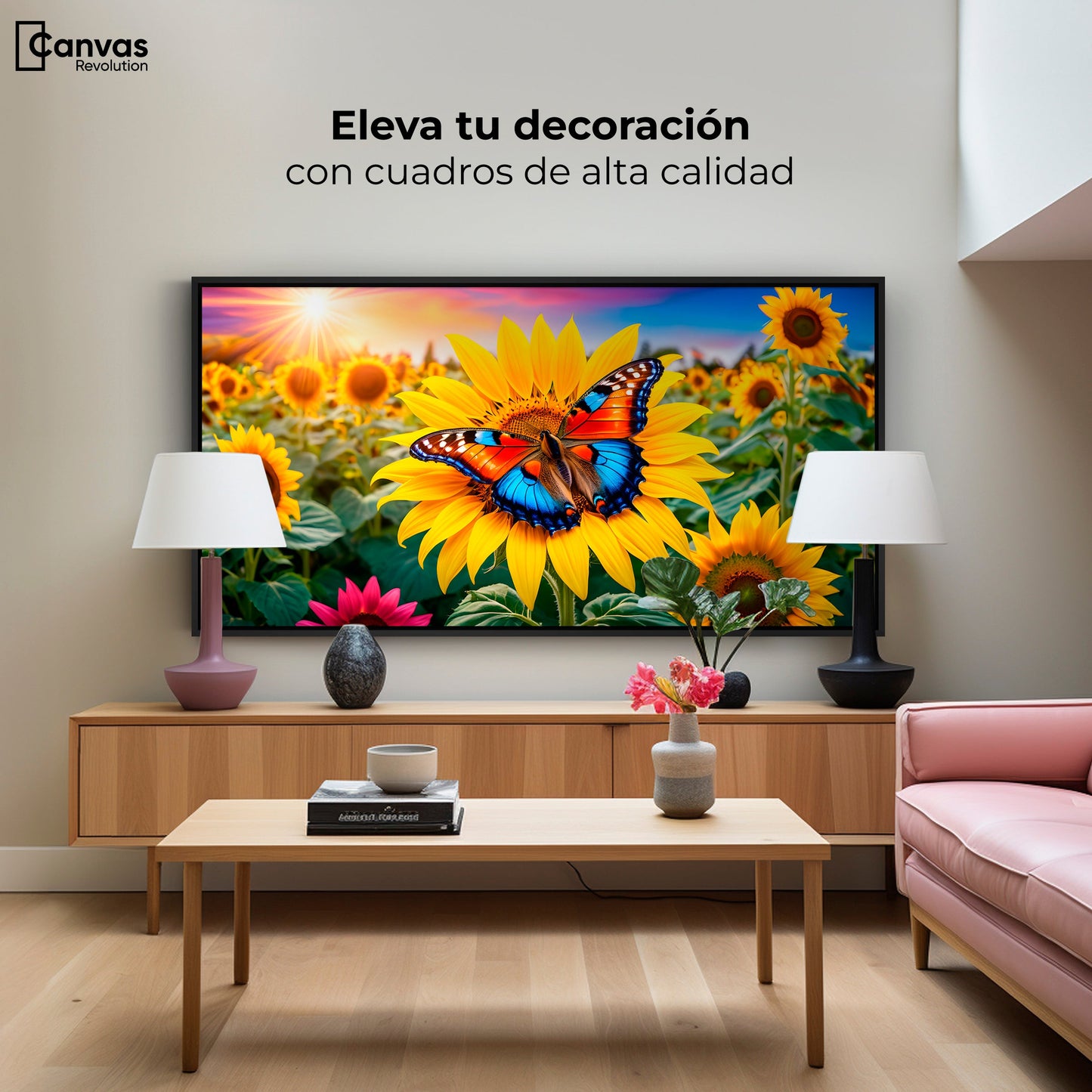 Cuadros Decorativos Canvas Revolution | Girasol Y Colores | Montaje2