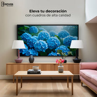 Cuadros Decorativos Canvas Revolution | Hortensias Azules | Montaje2