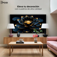 Cuadros Decorativos Canvas Revolution | Loto Negro Oro | Montaje2
