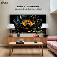 Cuadros Decorativos Canvas Revolution | Loto Oro Oscuro | Montaje2
