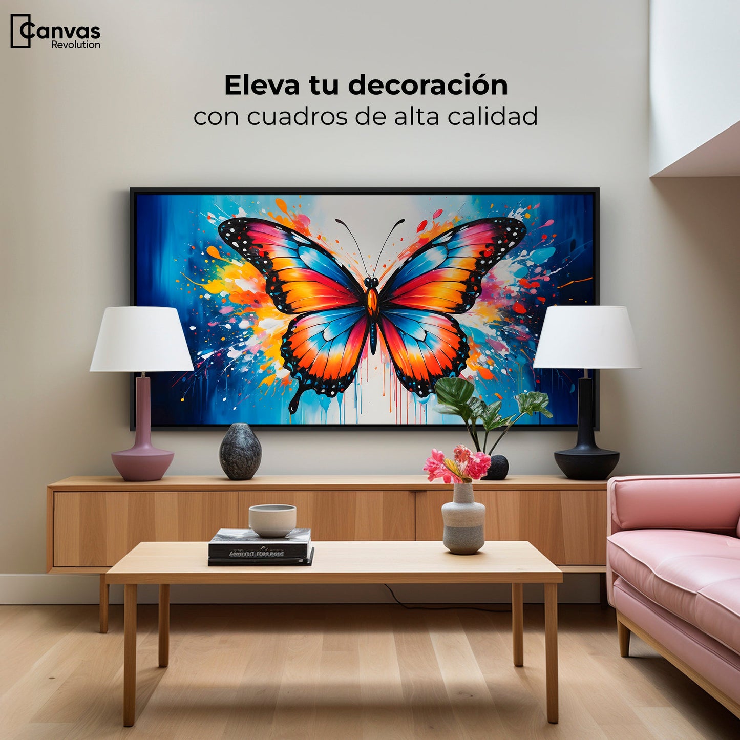 Cuadros Decorativos Canvas Revolution | Mariposa Y Arte | Montaje2