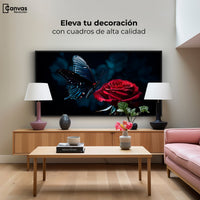 Cuadros Decorativos Canvas Revolution | Mariposa Y Rosa | Montaje2