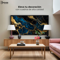 Cuadros Decorativos Canvas Revolution | Marmol Azul Oro | Montaje2