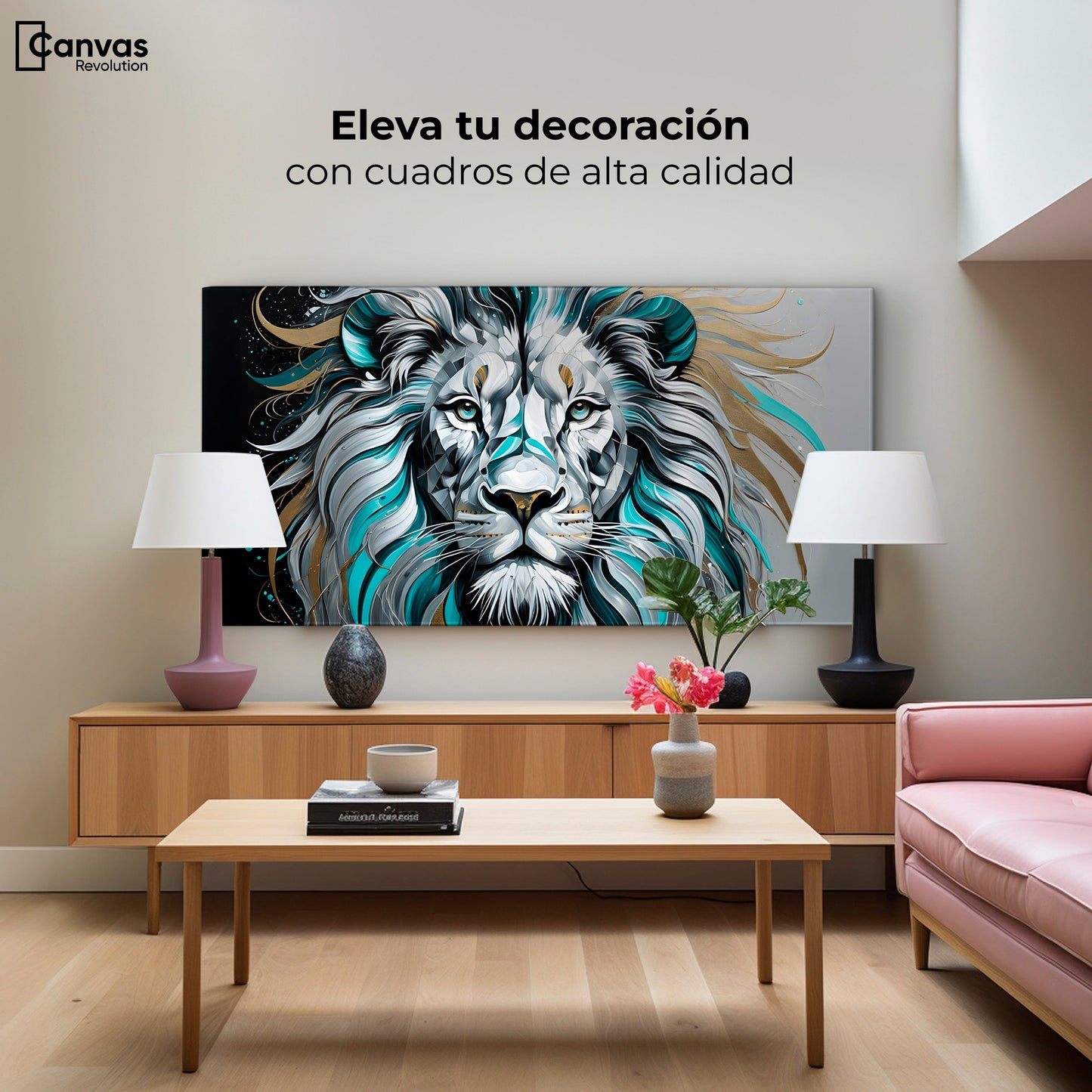 Cuadros Decorativos Canvas Revolution | Mirada De Leon | Montaje2