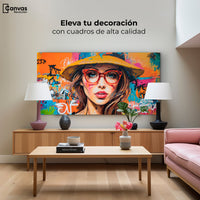 Cuadros Decorativos Canvas Revolution | Mujer Con Gafas | Montaje2