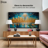 Cuadros Decorativos Canvas Revolution | New York Paint Oro | Montaje2