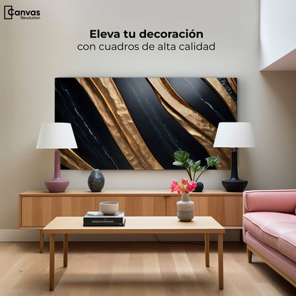 Cuadros Decorativos Canvas Revolution | Obsidiana Dorada | Montaje2