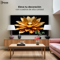 Cuadros Decorativos Canvas Revolution | Oro Flor Radiante | Montaje2