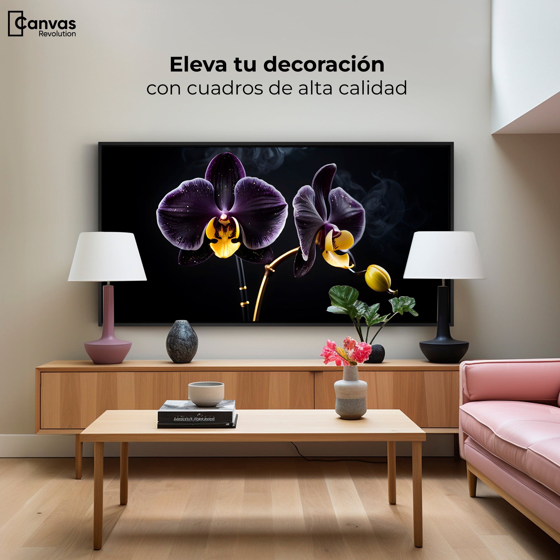 Cuadros Decorativos Canvas Revolution | Orquidea Bicolor | Montaje2