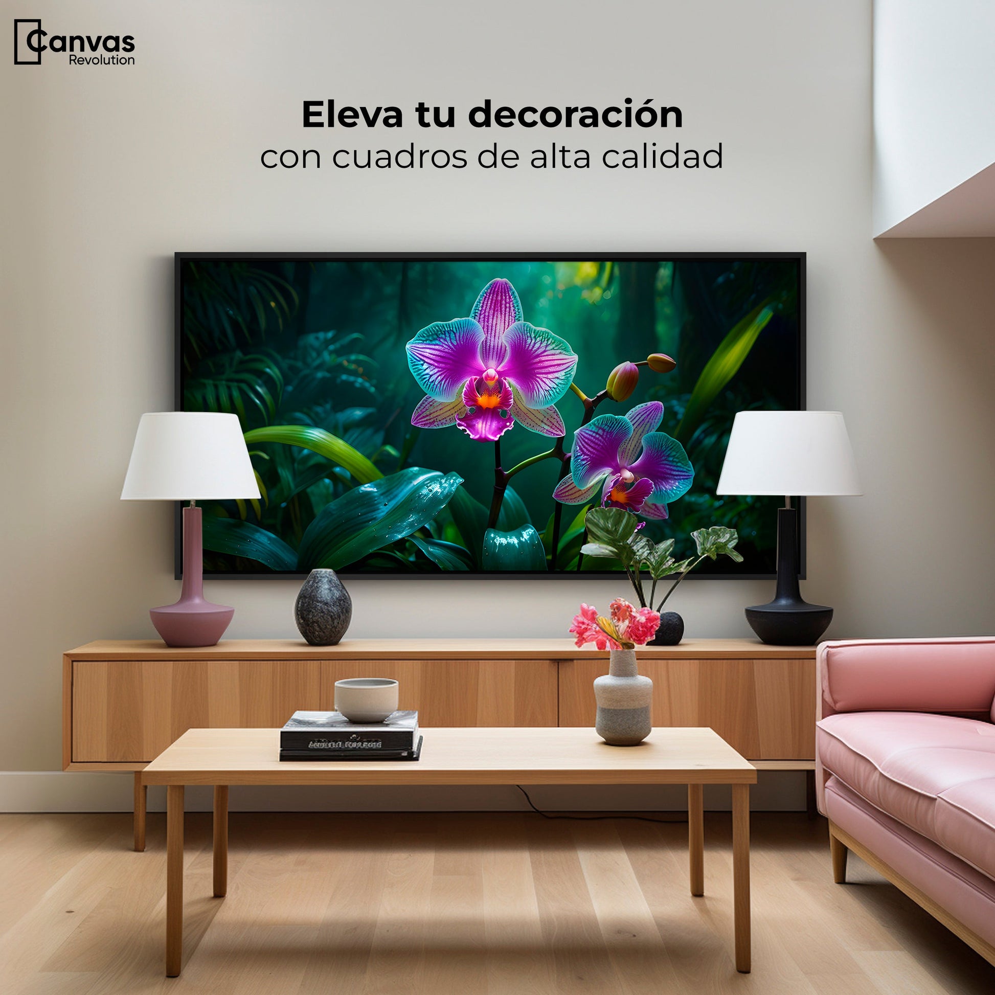 Cuadros Decorativos Canvas Revolution | Orquideas Vibrantes | Montaje2