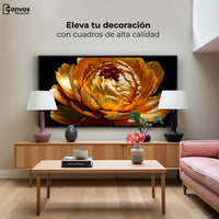 Cuadros Decorativos Canvas Revolution | Peonia Dorada Flor | Montaje2