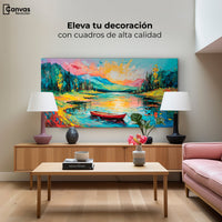 Cuadros Decorativos Canvas Revolution | Reflejos Bote Lago | Montaje2