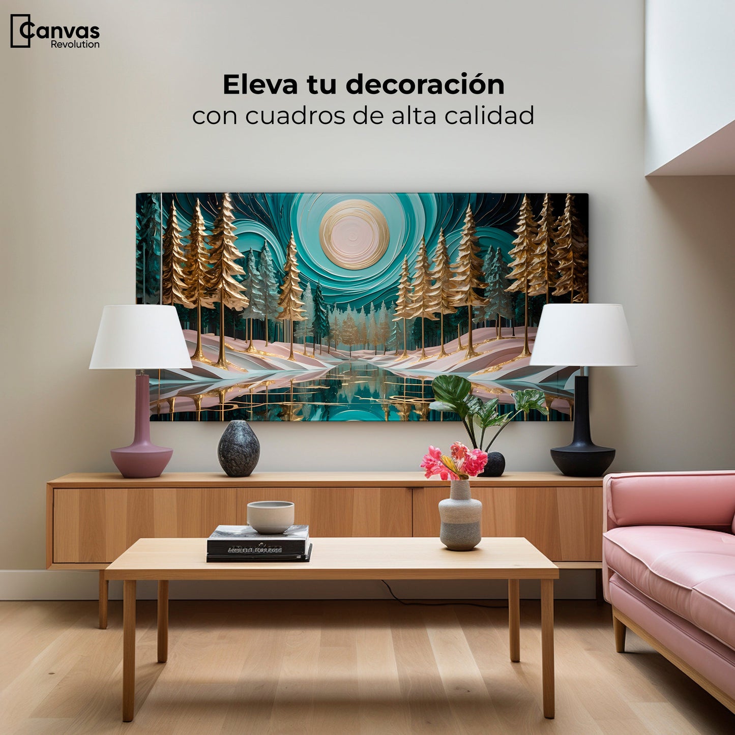 Cuadros Decorativos Canvas Revolution | Rio Sol Arboles | Montaje2