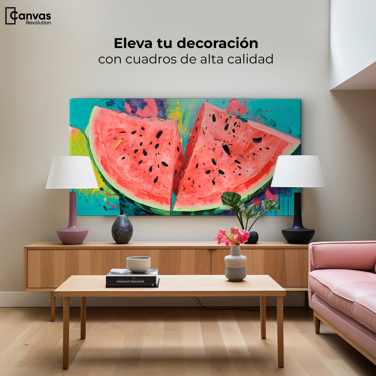 Cuadros Decorativos Canvas Revolution | Sandia Rebanada | Montaje2