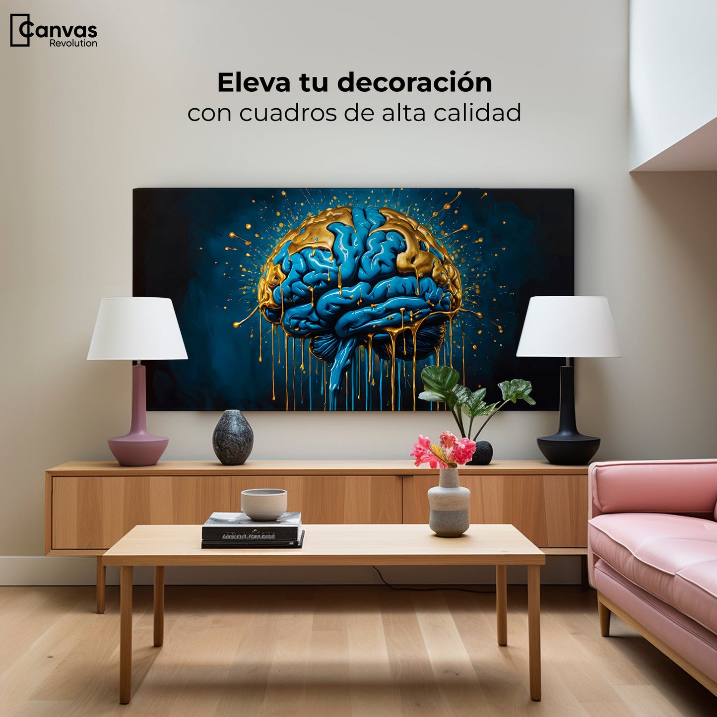 Cuadros Decorativos Canvas Revolution | Sipnasis Dorada | Montaje2