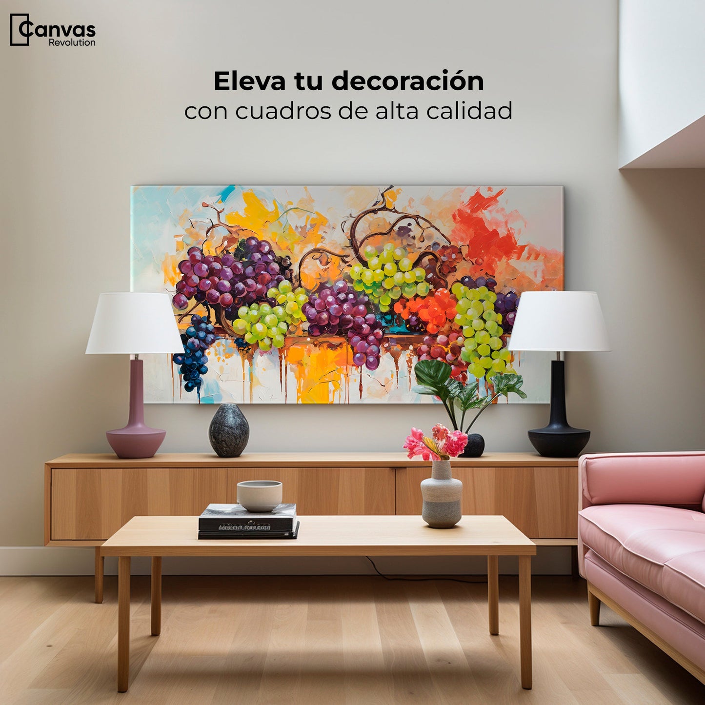 Cuadros Decorativos Canvas Revolution | Uvas Coloridas | Montaje2