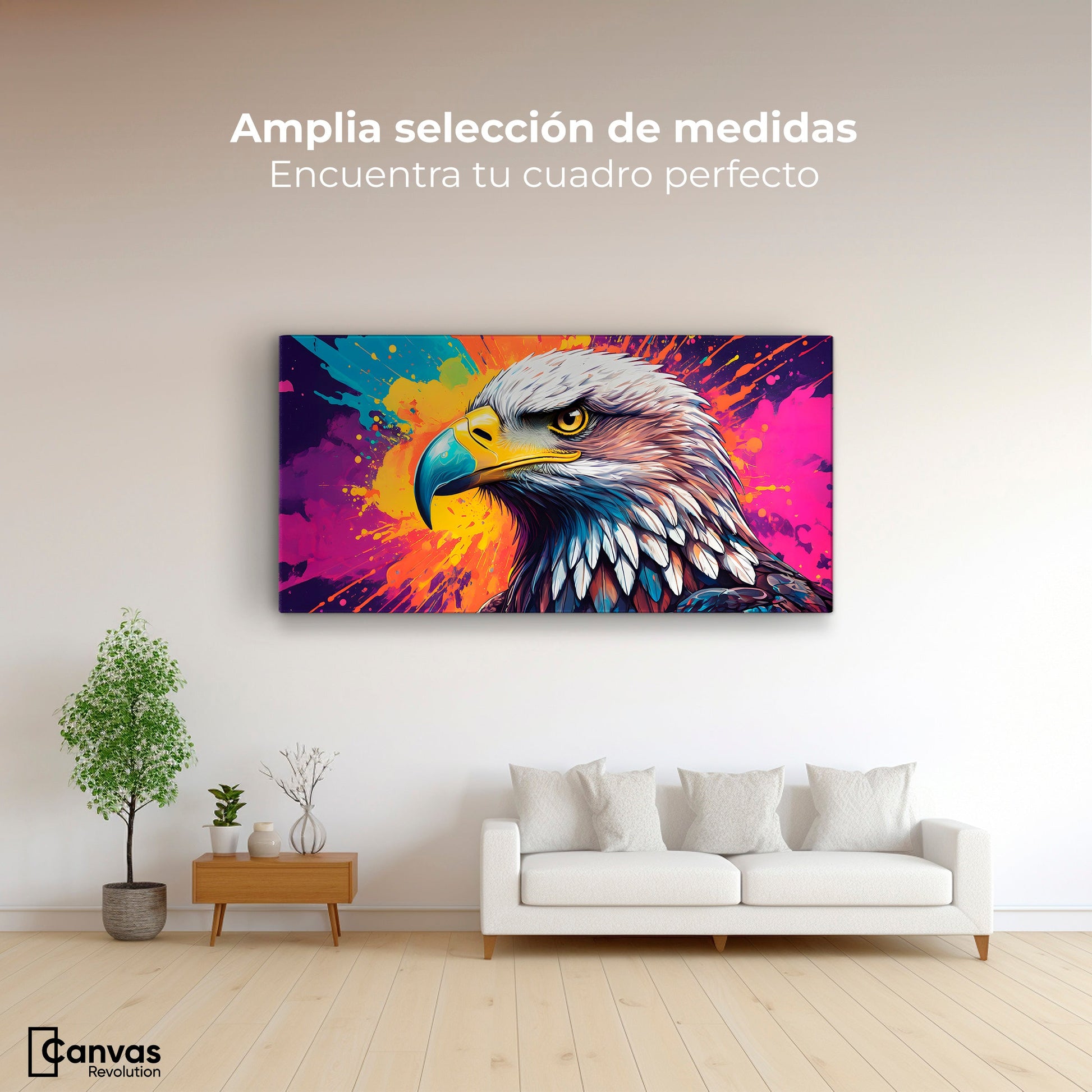 Cuadros Decorativos Canvas Revolution | Aguila Arcoiris | Montaje3