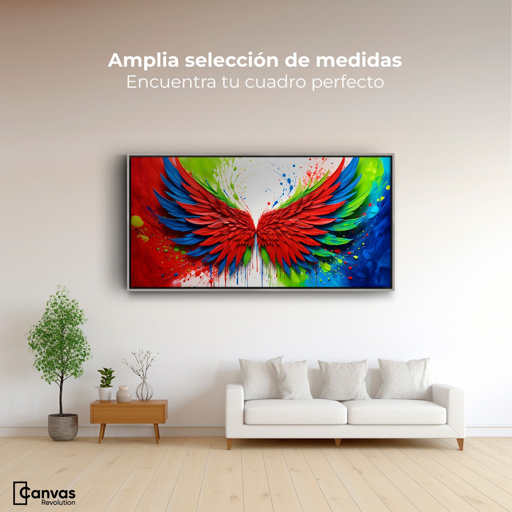 Cuadros Decorativos Canvas Revolution | Alas Angel Brillo | Montaje3